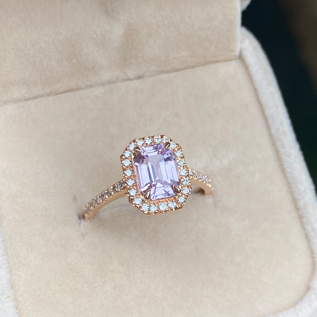Light Lavender Sapphire Engagement Ring 14K Rose Gold