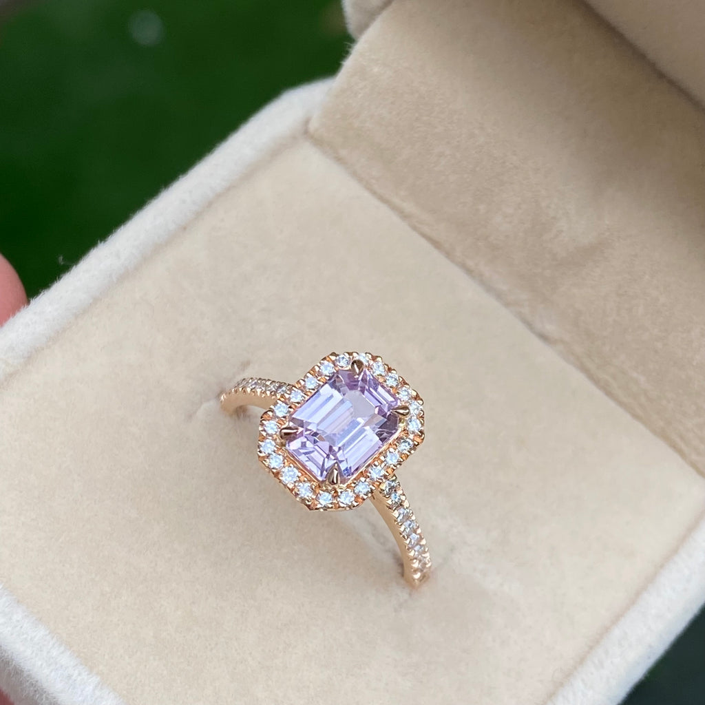 Light Lavender Sapphire Engagement Ring 14K Rose Gold