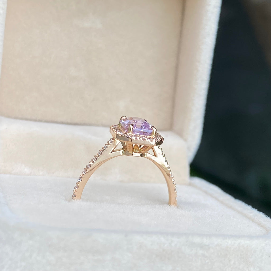 Light Lavender Sapphire Engagement Ring 14K Rose Gold