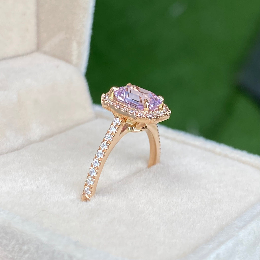 Light Lavender Sapphire Engagement Ring 14K Rose Gold