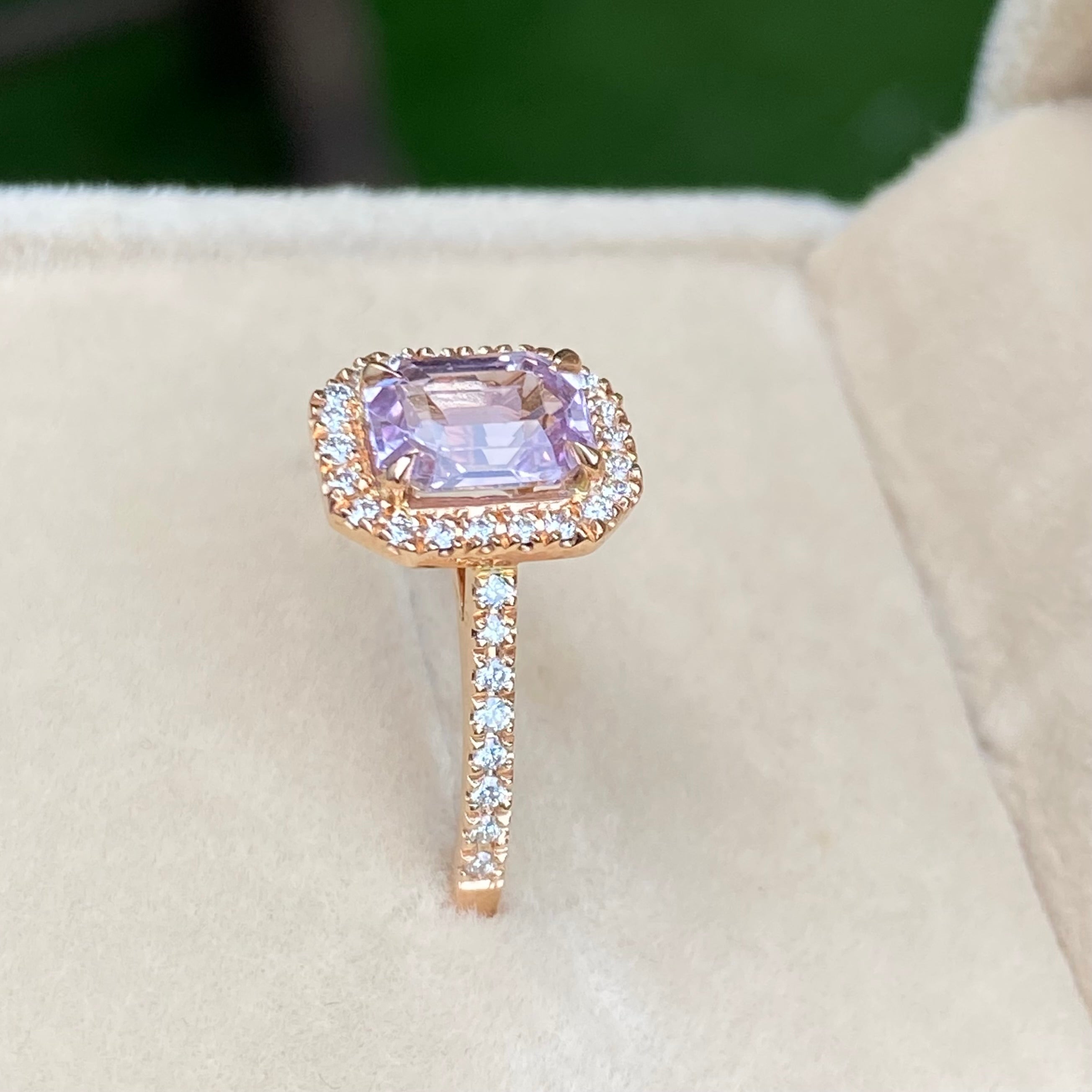 Light Lavender Sapphire Engagement Ring 14K Rose Gold