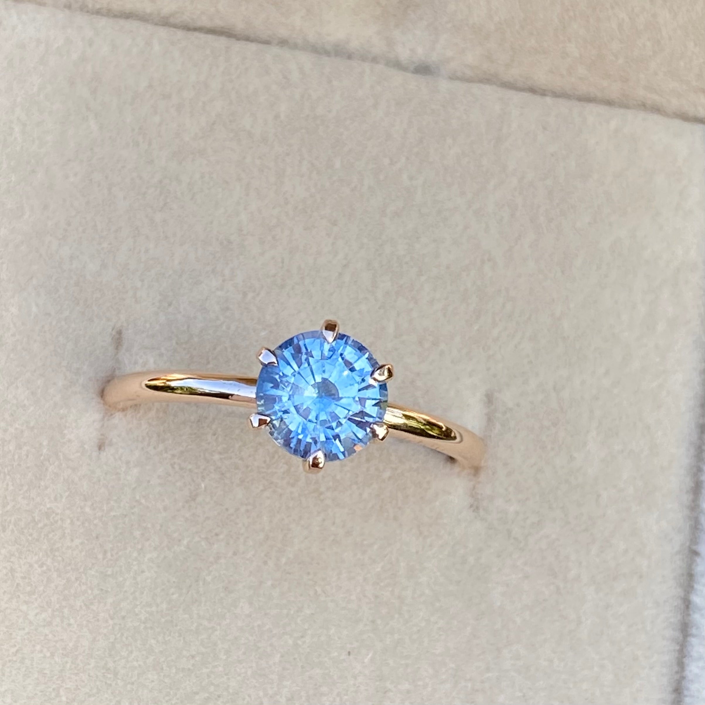 Light Blue Sapphire Solitaire Engagement Ring 14K Rose Gold