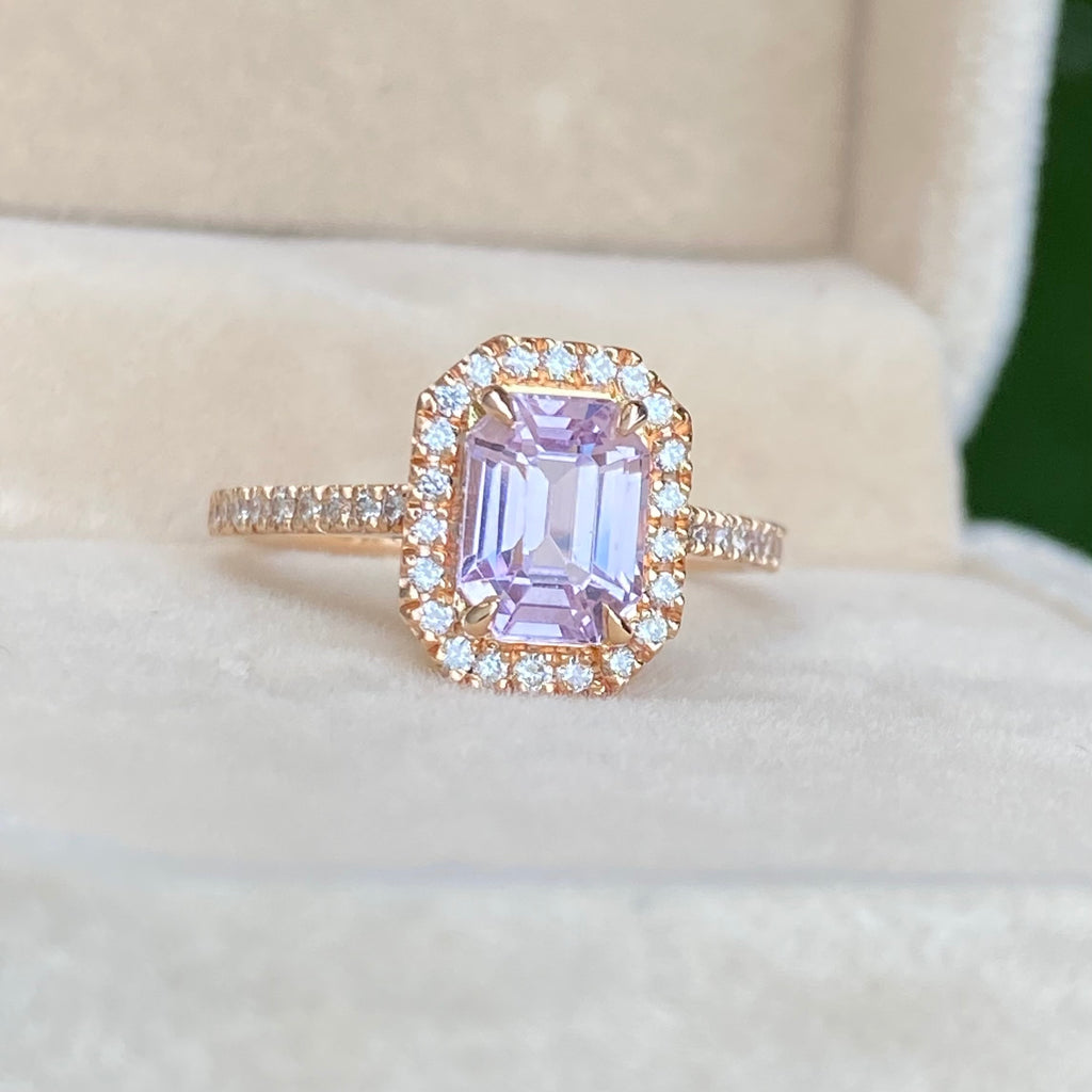 Light Lavender Sapphire Engagement Ring 14K Rose Gold