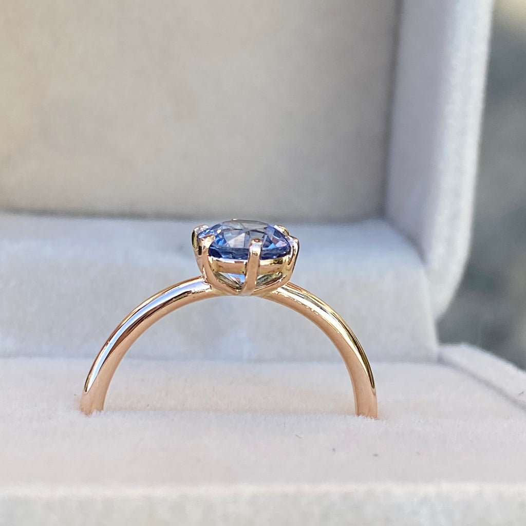Light Blue Sapphire Solitaire Engagement Ring 14K Rose Gold