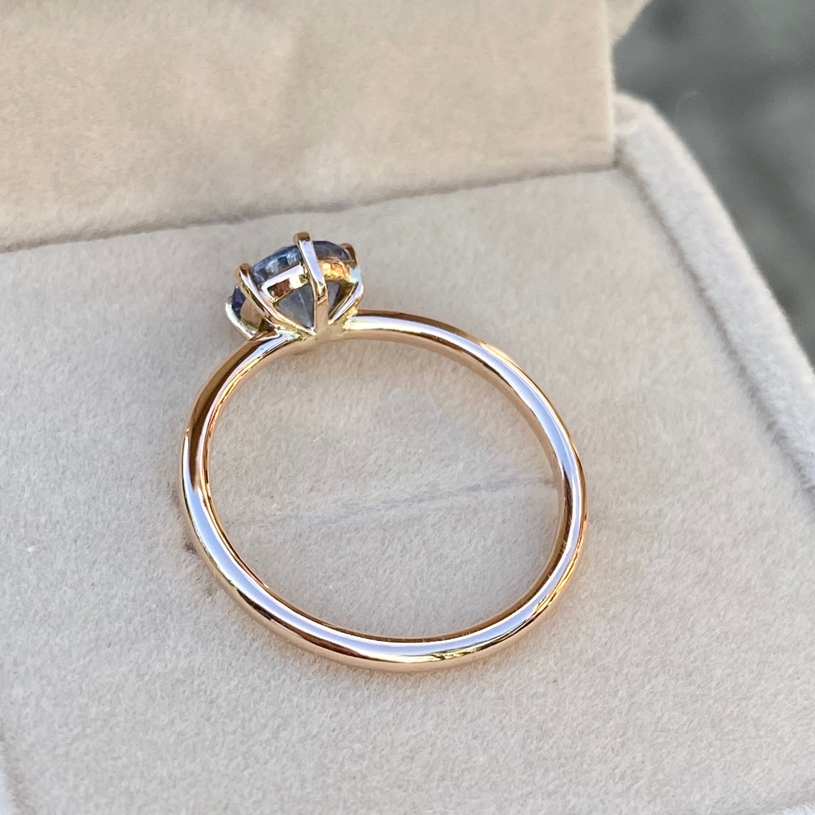 Light Blue Sapphire Solitaire Engagement Ring 14K Rose Gold