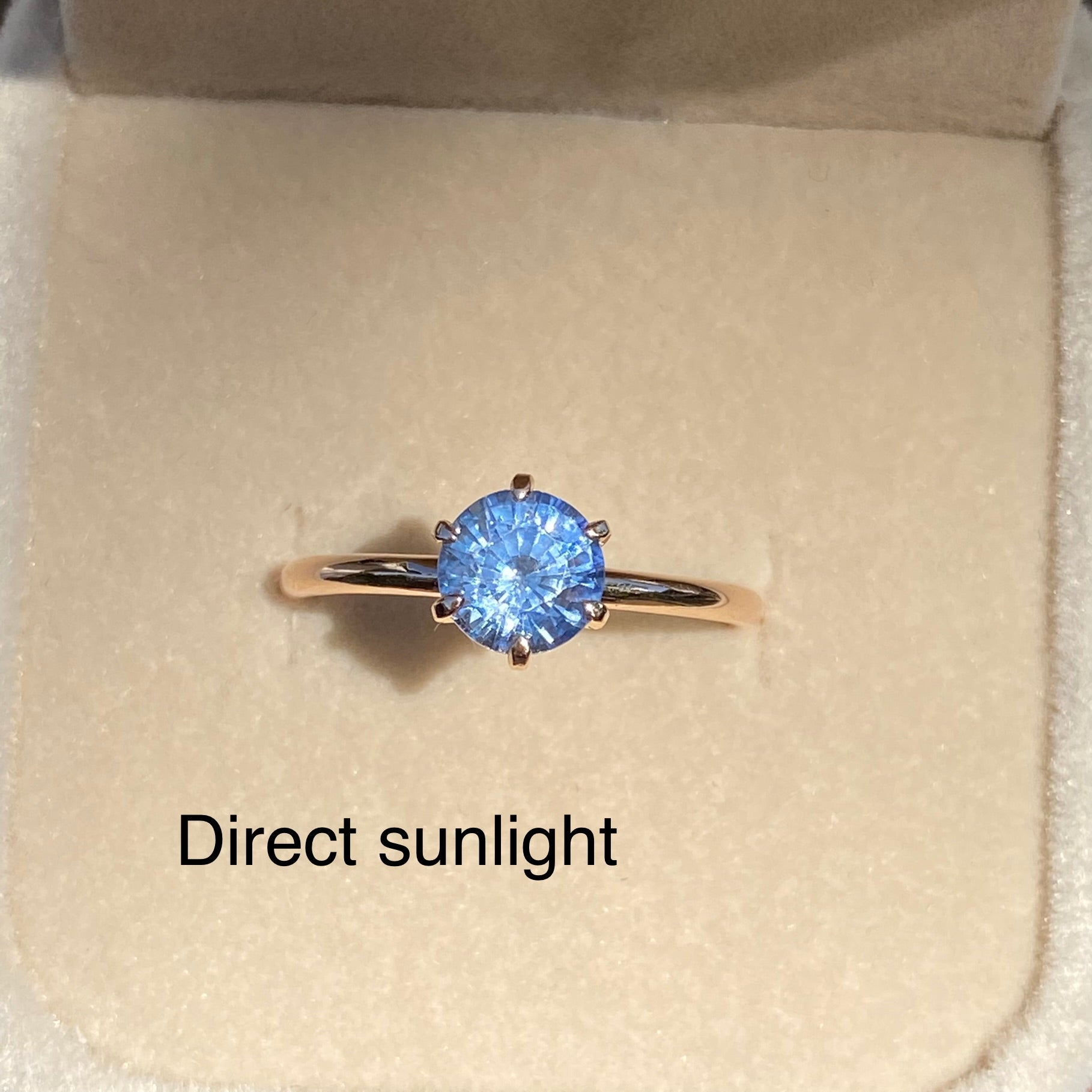 Light Blue Sapphire Solitaire Engagement Ring 14K Rose Gold