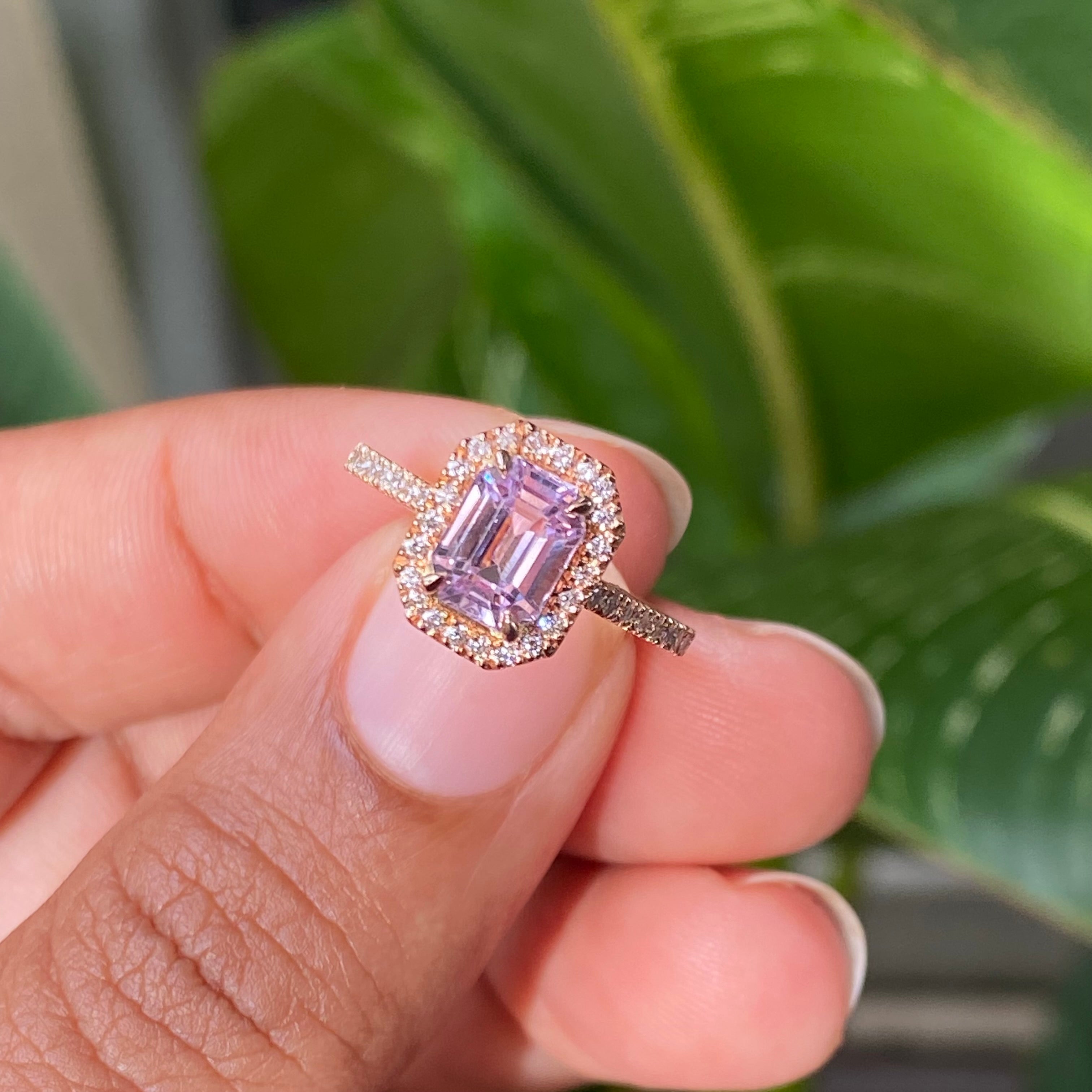 Light Lavender Sapphire Engagement Ring 14K Rose Gold