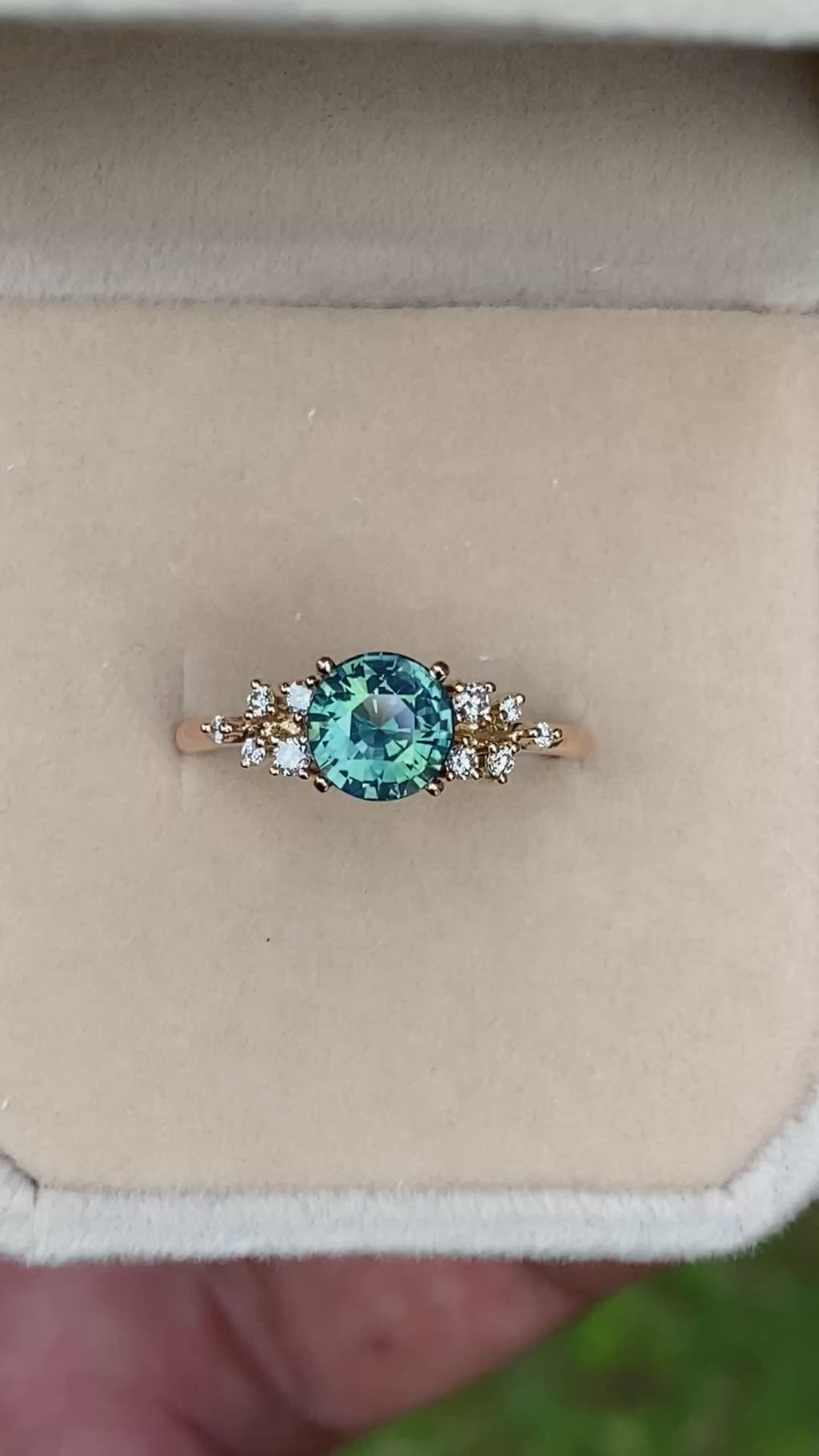 ISARA Teal Sapphire Engagement Ring 14K Rose Gold