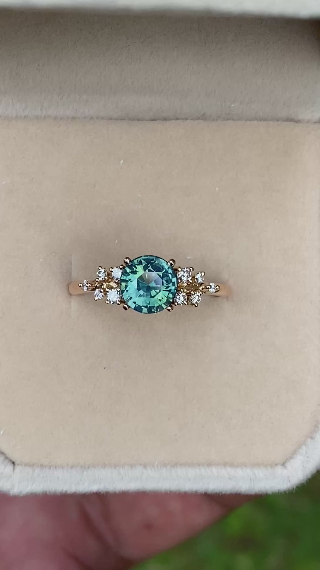 ISARA Teal Sapphire Engagement Ring 14K Rose Gold